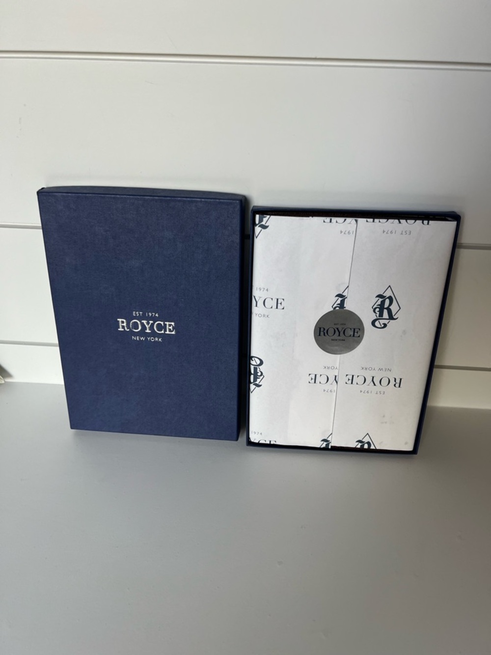 ROYCE New York brown pebbled leather notebook in Gift Box with Branded Tissue